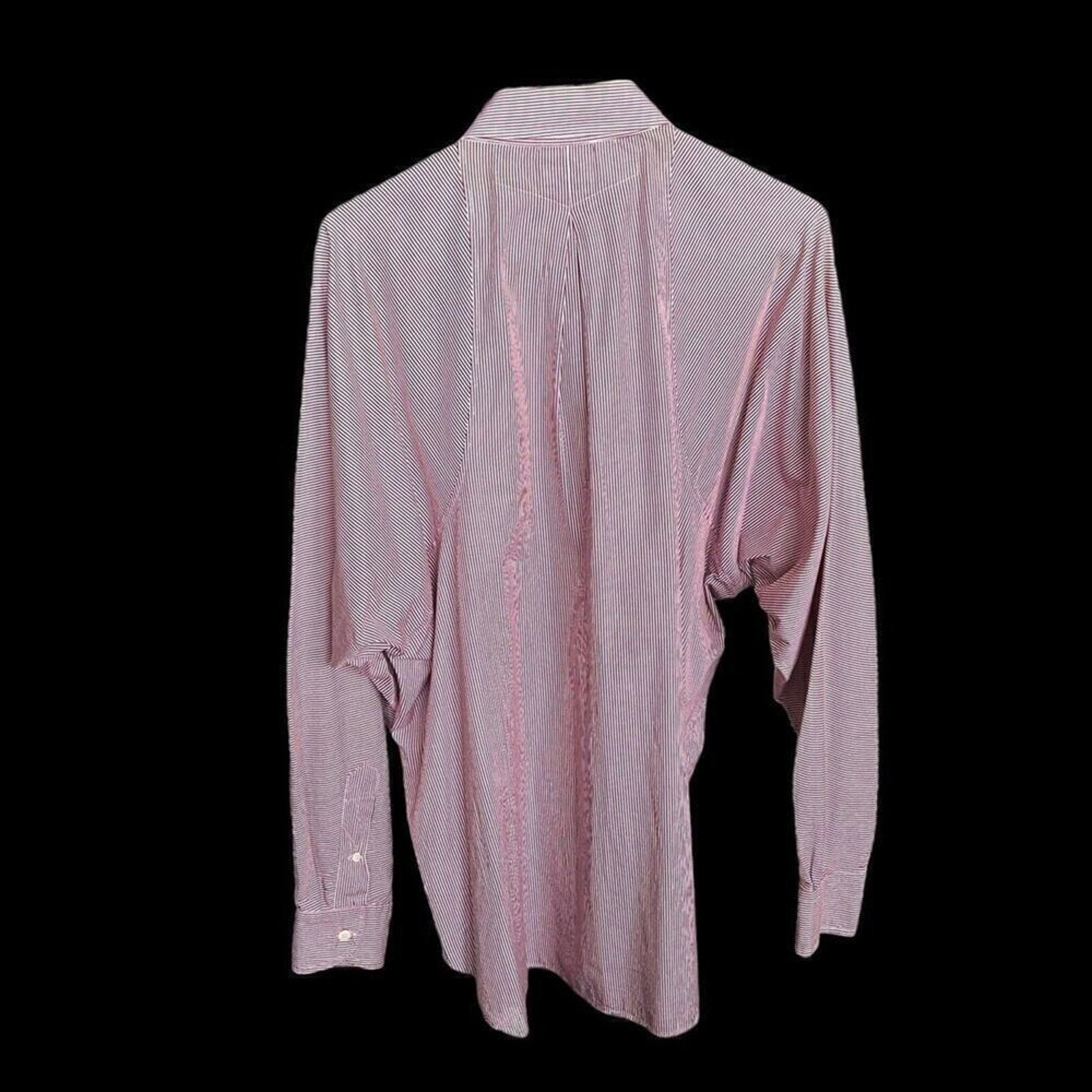 MXI Men’s Red/White Pinstripe Dress Shirt 16.5/34 100% Cotton # J1338