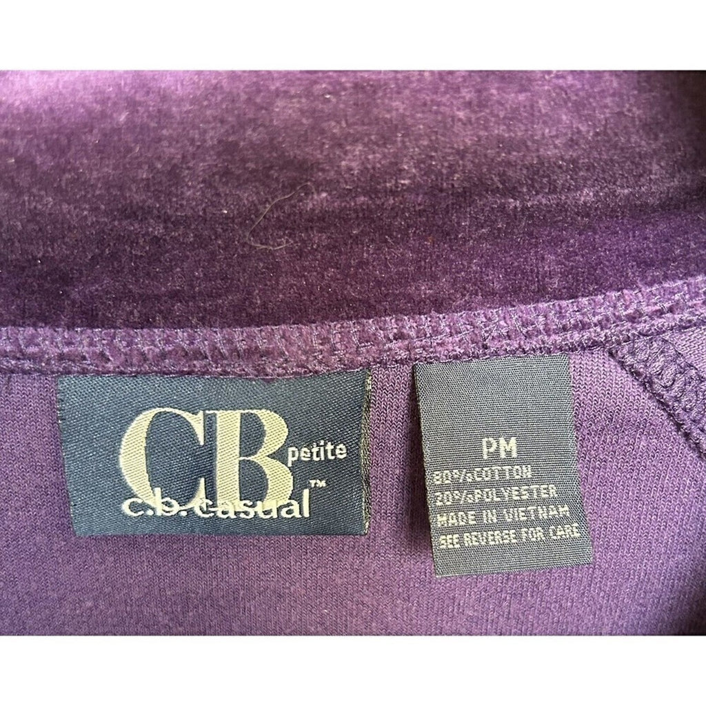 C.B. Casual Purple Women's Jacket Velvet Pattern Front, Size PM - #1132