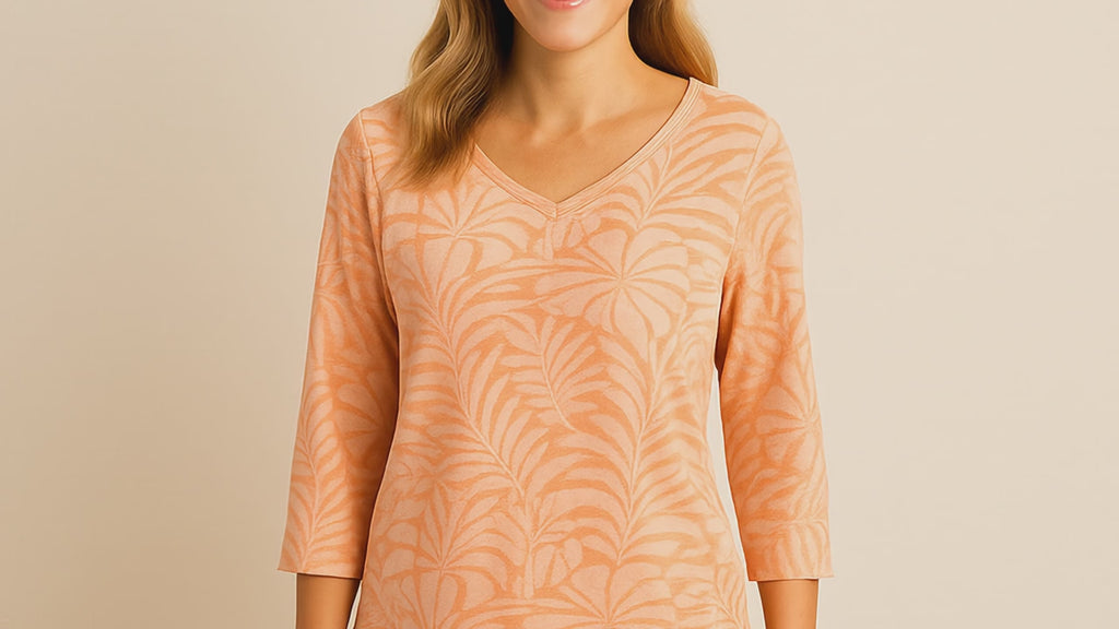 Tommy Bahama Womens Top Sz.M Coral Floral Pima Cotton, Soft Casual Beachy #M1365